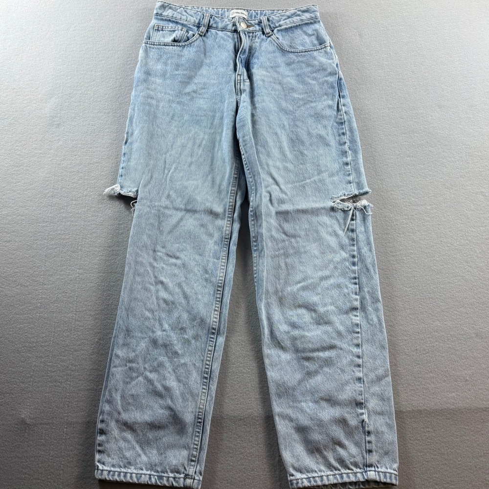The Drop Kasen Jeans Women 26 Light Indigo Distressed Straight Leg Denim 28x28